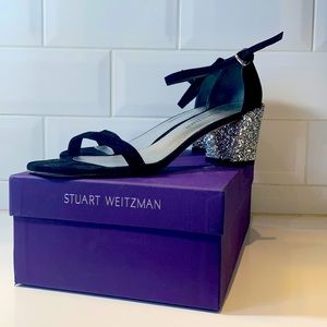 Stuart Weitzman Glitter Block Heel Sandal